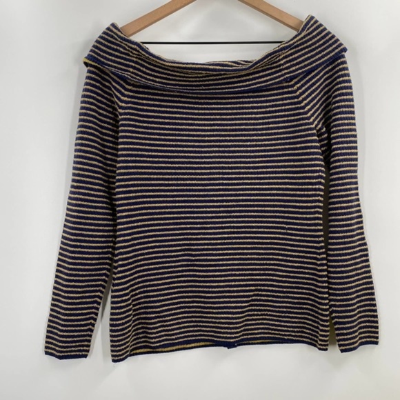 FRAME Striped Off-The-Shoulder Sweater, sz S - Picture 8 of 10